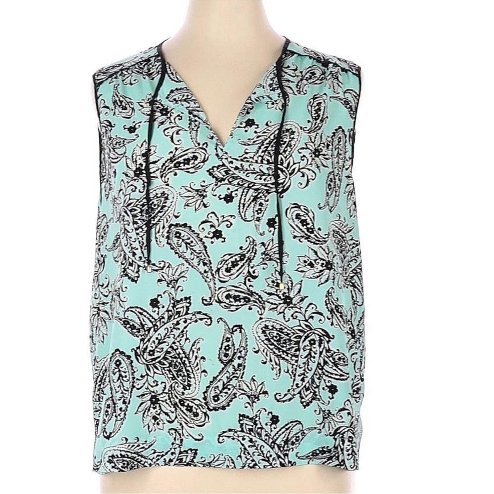 Jones New York Mint and Black Paisley Blouse